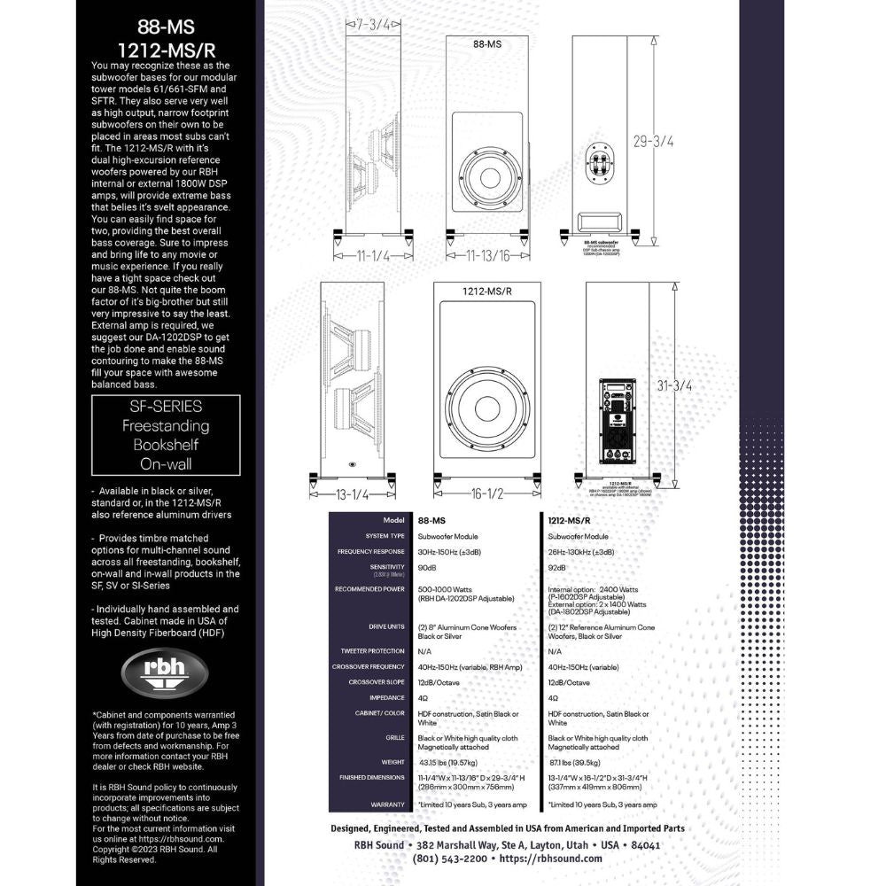 RBH Sound 88-MS Dual 8" Subwoofer Module (Each) - Dreamedia AV